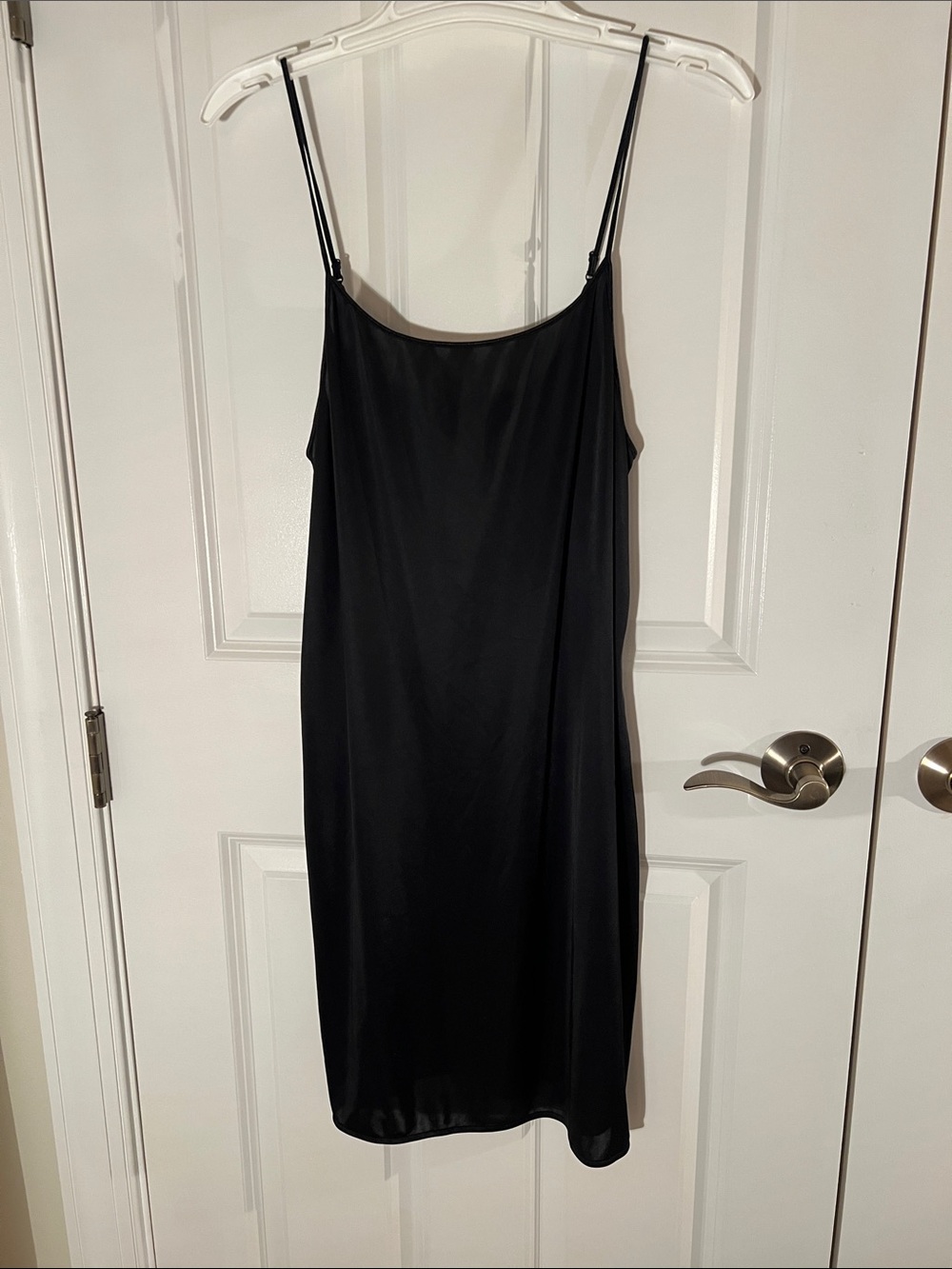 Vanity Fair Black 100% Polyester Slip Chemise with Adjustable Straps Size 38